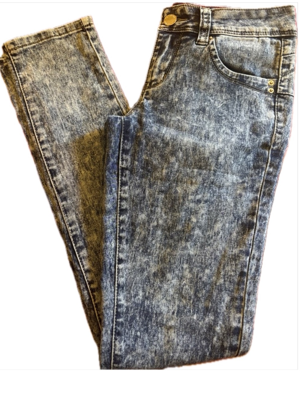 Women’s Acid Wash Wanna Betta Butt Blue Jeans, Butt Lifting Jeans, Low Rise